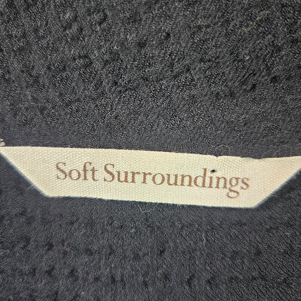 Soft Surroundings Black Gray Striped Tunic Top Women's Large‎ Roll Tab Sleeve - Picture 5 of 11